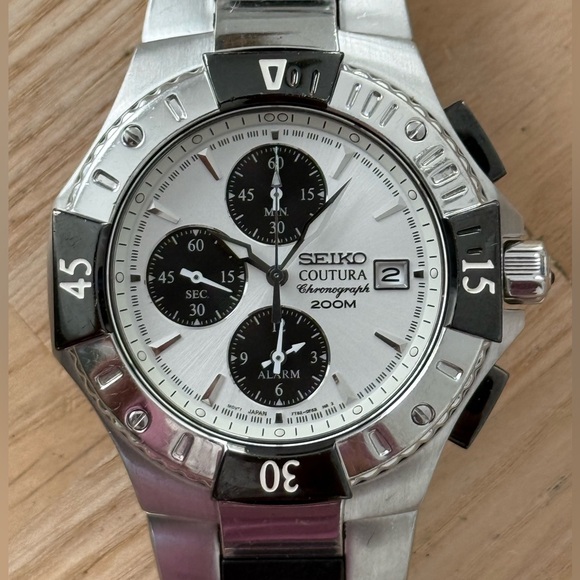 Seiko Coutura Chronograph Rare Vintage Men’s Watch 200M Stainless Bracelet Dial